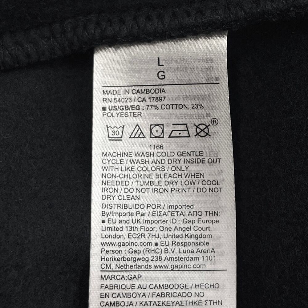 GAP Men's Baggy Fit Logo Pants Sz L New $60 Black Relaxed Fleece Lounge Sweats - Picture 7 of 9